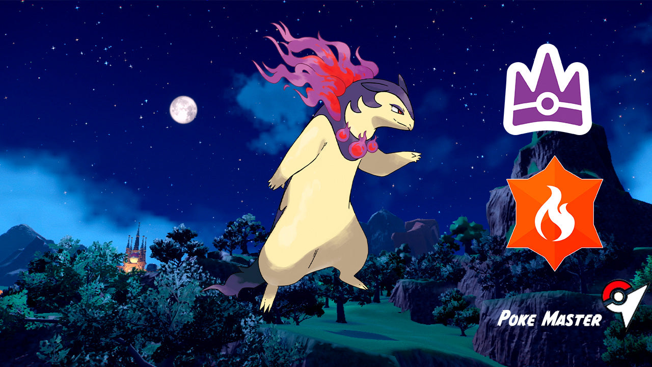 TYPHLOSION HISUI IMBATIBLE ESCARLATA Y PÚRPURA